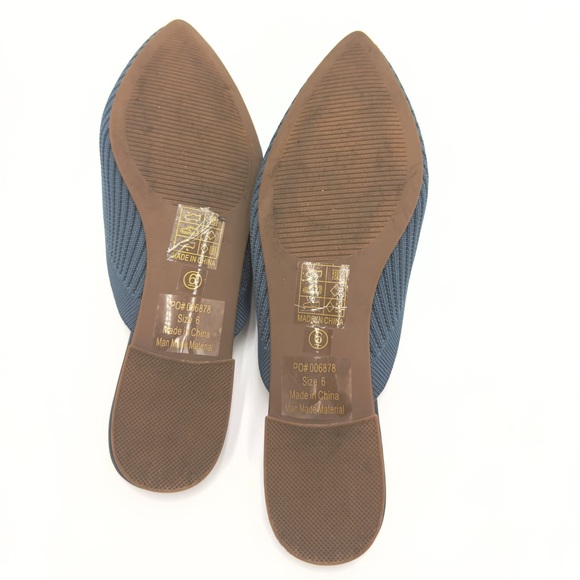 Journee Collection Blue Ribbed Mules - Picture 4 of 4